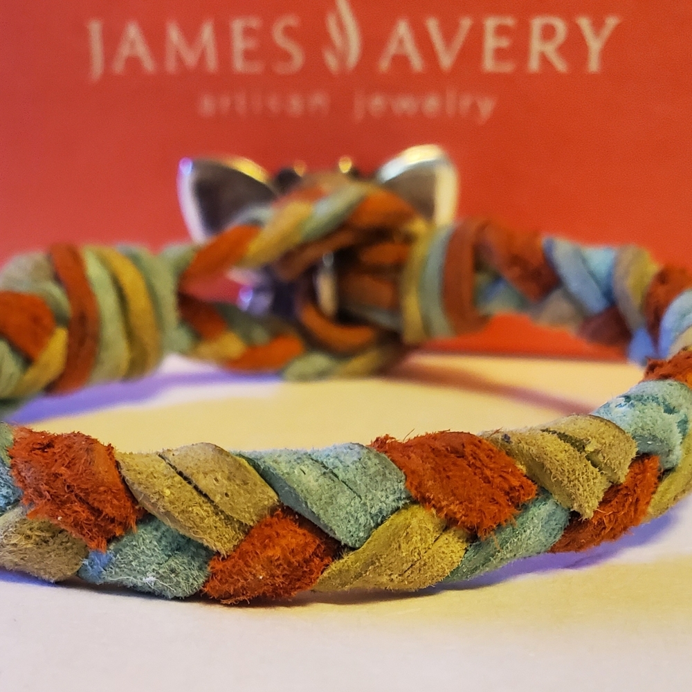James Avery Retired Butterfly Woven Leather Bracelet - Picture 9 of 16